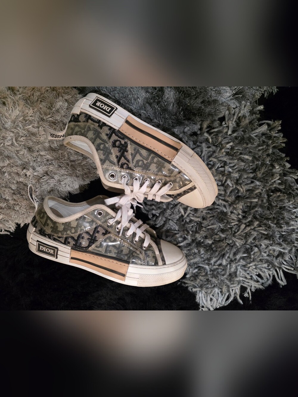 Dior Women's Transparent Monogram Low-Top Sneaker in Beige/White